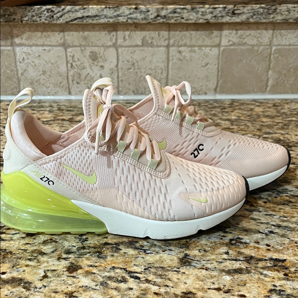 Nike Women’s Air Max 270 Sneakers - Pale Pink with Lime